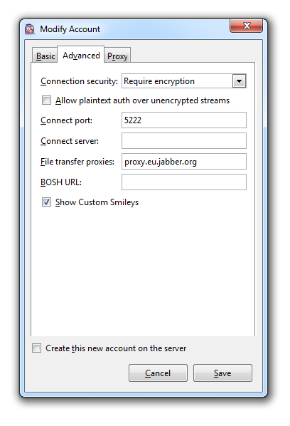 Pidgin Encryption Settings